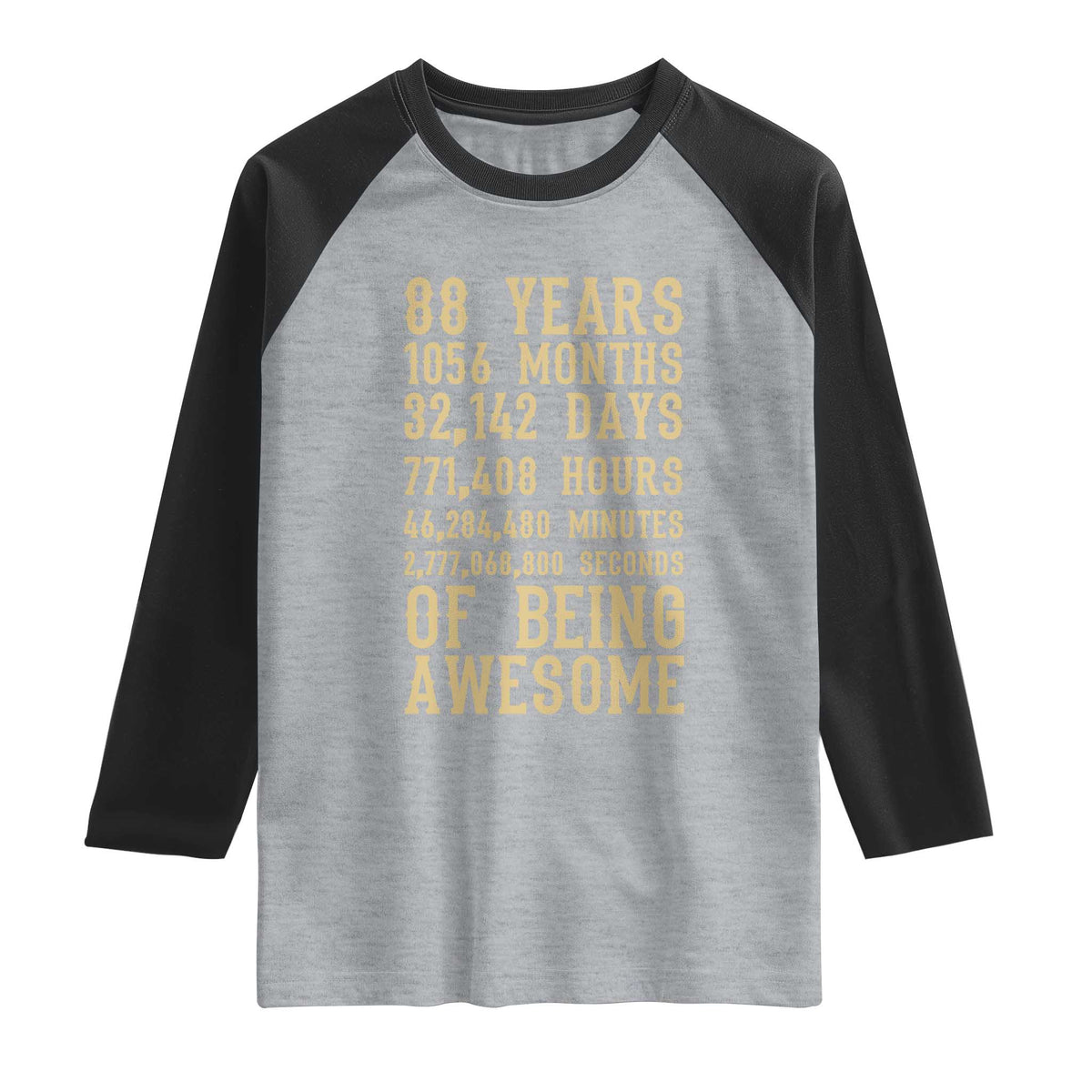 Vintage 88th Birthday Gift Raglan Shirt 88 Years Of Being Awesome