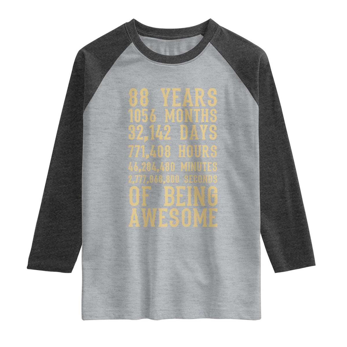 Vintage 88th Birthday Gift Raglan Shirt 88 Years Of Being Awesome