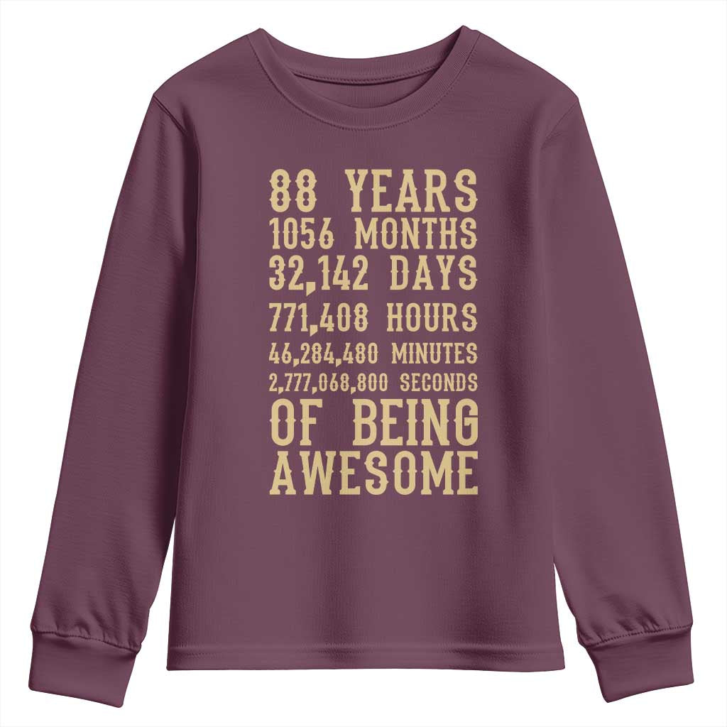 Vintage 88th Birthday Gift Youth Sweatshirt 88 Years Of Being Awesome