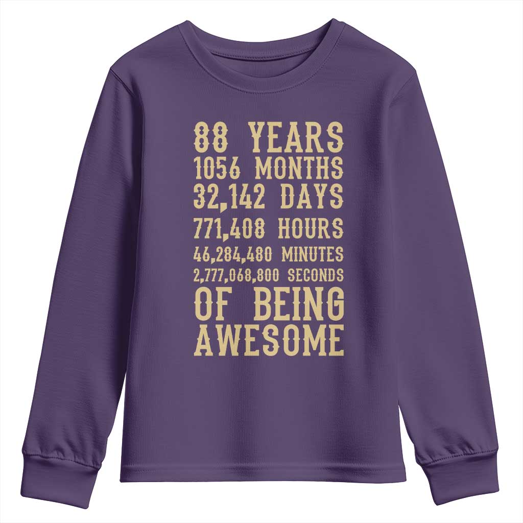 Vintage 88th Birthday Gift Youth Sweatshirt 88 Years Of Being Awesome