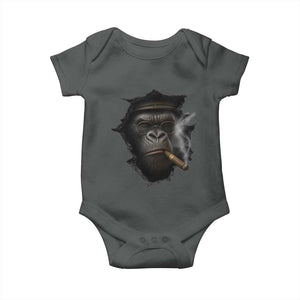 Cool Gorilla With Cigar Baby Onesie Animal Lover Gift TS12 Dark Heather Print Your Wear