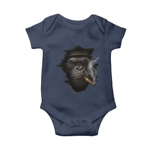 Cool Gorilla With Cigar Baby Onesie Animal Lover Gift TS12 Navy Print Your Wear