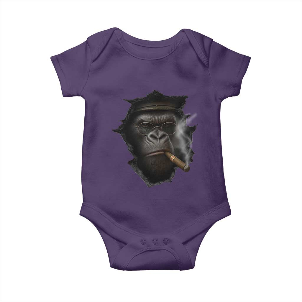 Cool Gorilla With Cigar Baby Onesie Animal Lover Gift TS12 Purple Print Your Wear