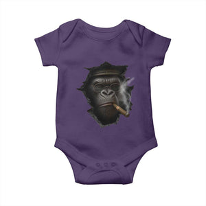 Cool Gorilla With Cigar Baby Onesie Animal Lover Gift TS12 Purple Print Your Wear