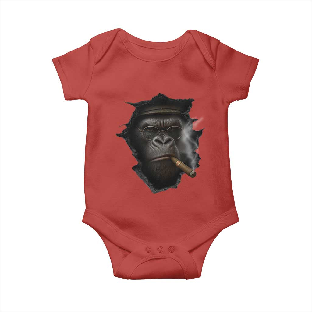 Cool Gorilla With Cigar Baby Onesie Animal Lover Gift TS12 Red Print Your Wear