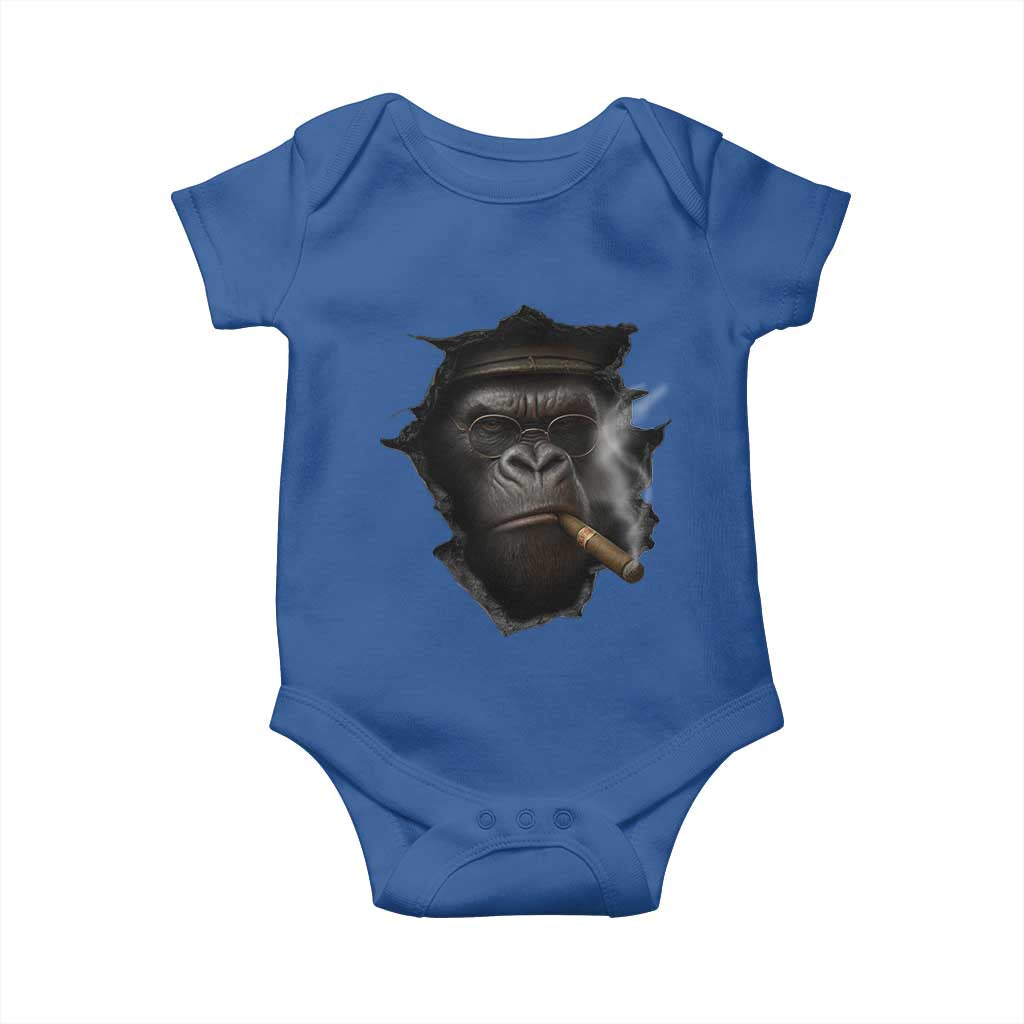 Cool Gorilla With Cigar Baby Onesie Animal Lover Gift TS12 Royal Blue Print Your Wear