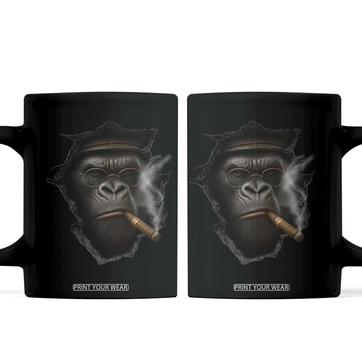 Cool Gorilla With Cigar Coffee Mug Animal Lover Gift TS12 Black Print Your Wear