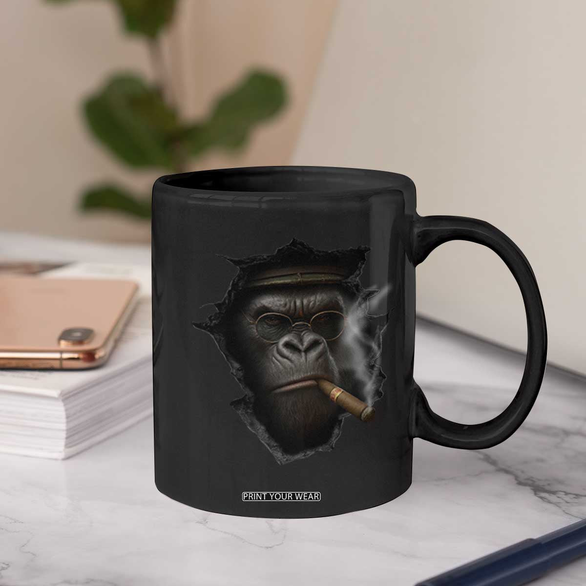 Cool Gorilla With Cigar Coffee Mug Animal Lover Gift TS12 Print Your Wear