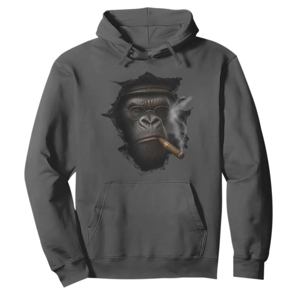 Cool Gorilla With Cigar Hoodie Animal Lover Gift TS12 Dark Heather Print Your Wear