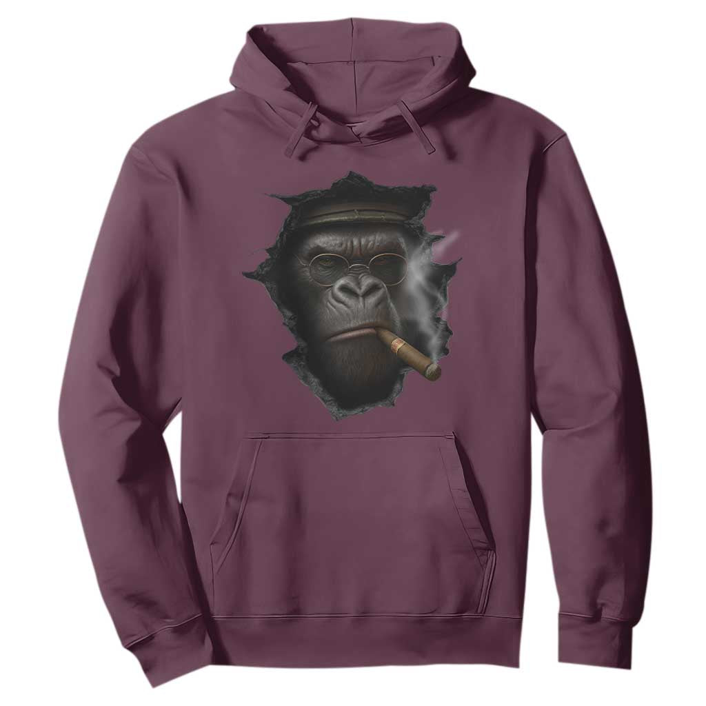Cool Gorilla With Cigar Hoodie Animal Lover Gift TS12 Maroon Print Your Wear