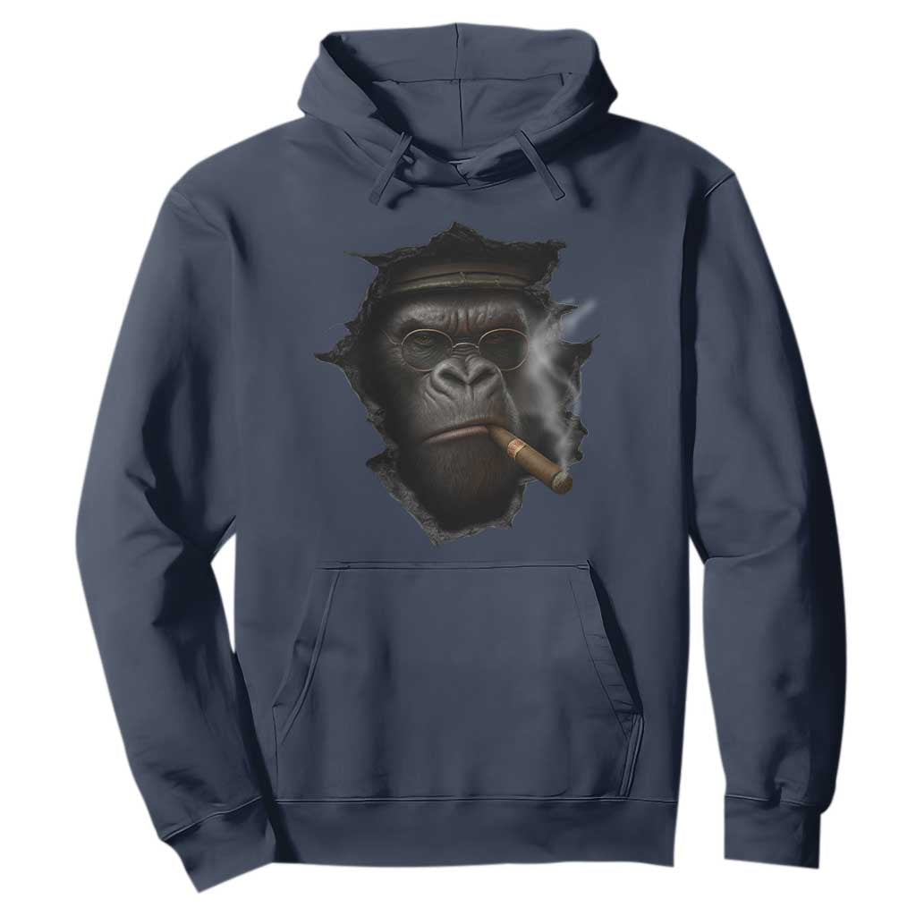Cool Gorilla With Cigar Hoodie Animal Lover Gift TS12 Navy Print Your Wear
