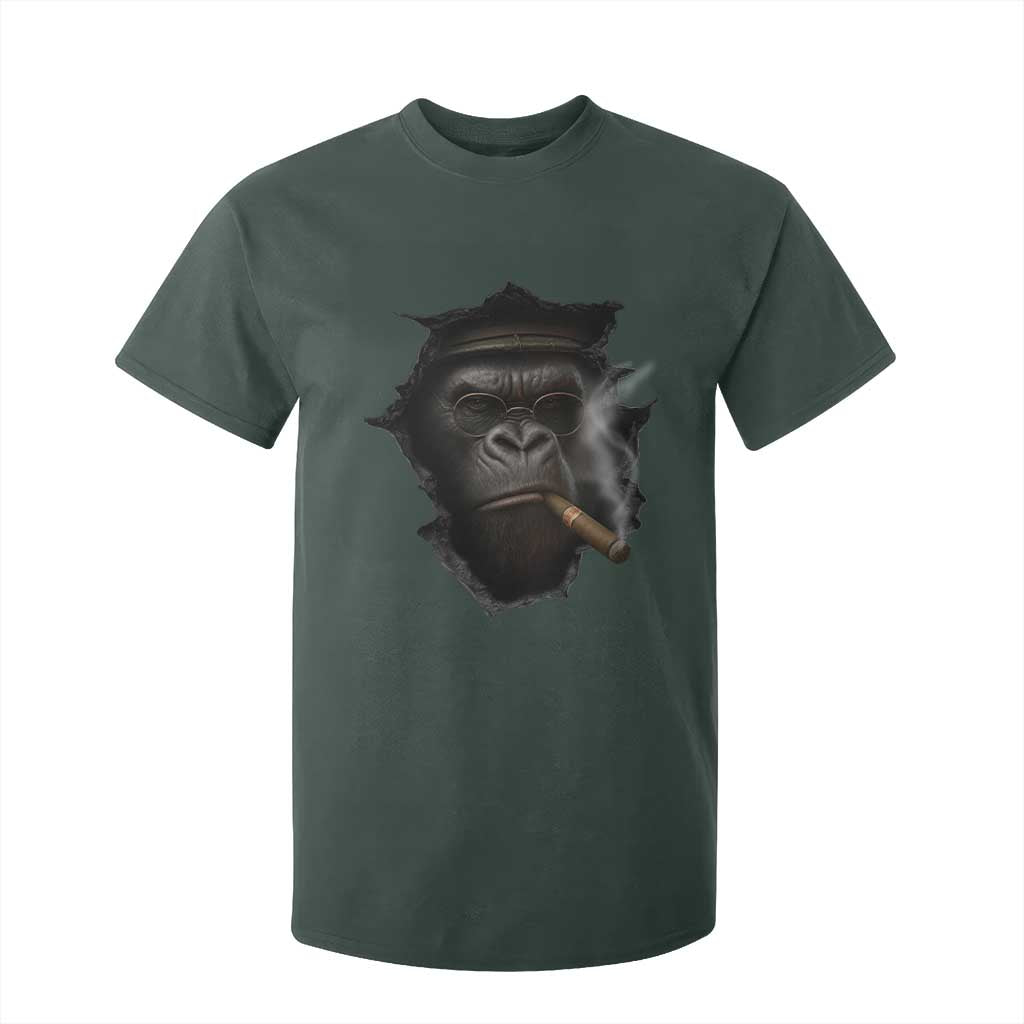 Cool Gorilla With Cigar T Shirt For Kid Animal Lover Gift TS12 Dark Forest Green Print Your Wear