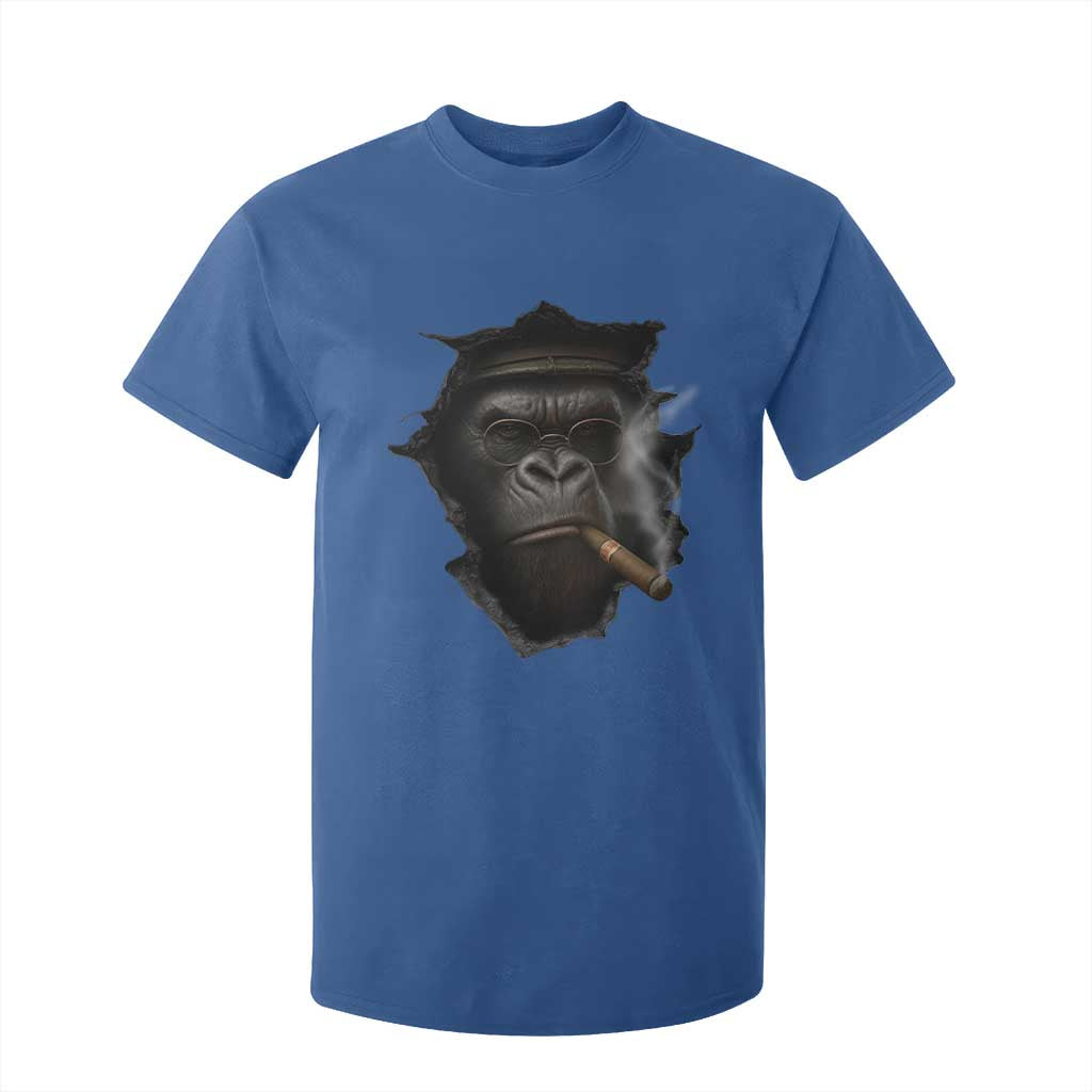 Cool Gorilla With Cigar T Shirt For Kid Animal Lover Gift TS12 Royal Blue Print Your Wear