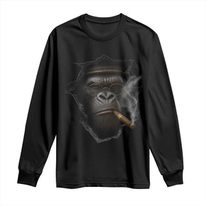 Cool Gorilla With Cigar Long Sleeve Shirt Animal Lover Gift TS12 Black Print Your Wear