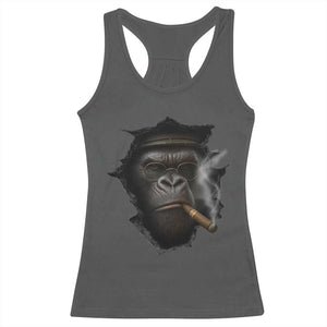 Cool Gorilla With Cigar Racerback Tank Top Animal Lover Gift TS12 Dark Heather Print Your Wear