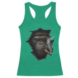 Cool Gorilla With Cigar Racerback Tank Top Animal Lover Gift TS12 Irish Green Print Your Wear