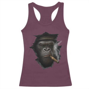 Cool Gorilla With Cigar Racerback Tank Top Animal Lover Gift TS12 Maroon Print Your Wear