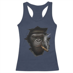Cool Gorilla With Cigar Racerback Tank Top Animal Lover Gift TS12 Navy Print Your Wear