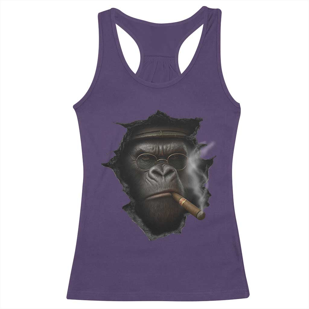Cool Gorilla With Cigar Racerback Tank Top Animal Lover Gift TS12 Purple Print Your Wear