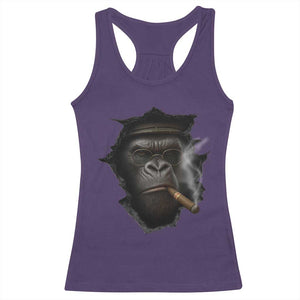 Cool Gorilla With Cigar Racerback Tank Top Animal Lover Gift TS12 Purple Print Your Wear