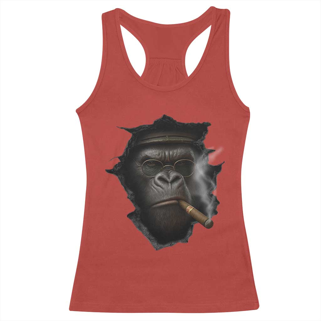 Cool Gorilla With Cigar Racerback Tank Top Animal Lover Gift TS12 Red Print Your Wear