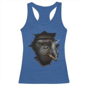 Cool Gorilla With Cigar Racerback Tank Top Animal Lover Gift TS12 Royal Blue Print Your Wear