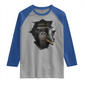 Cool Gorilla With Cigar Raglan Shirt Animal Lover Gift TS12 Sport Gray Royal Print Your Wear