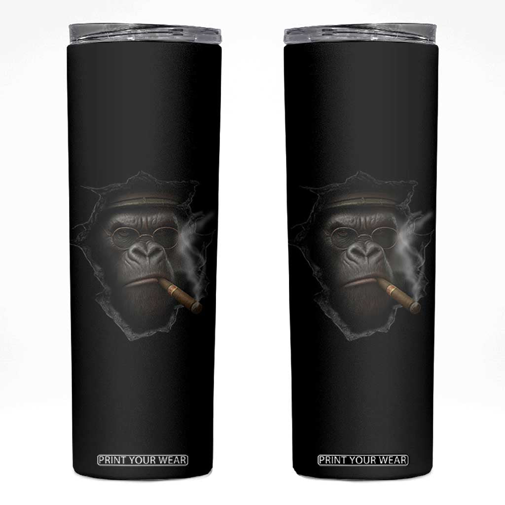 Cool Gorilla With Cigar Skinny Tumbler Animal Lover Gift TS12 Black Print Your Wear