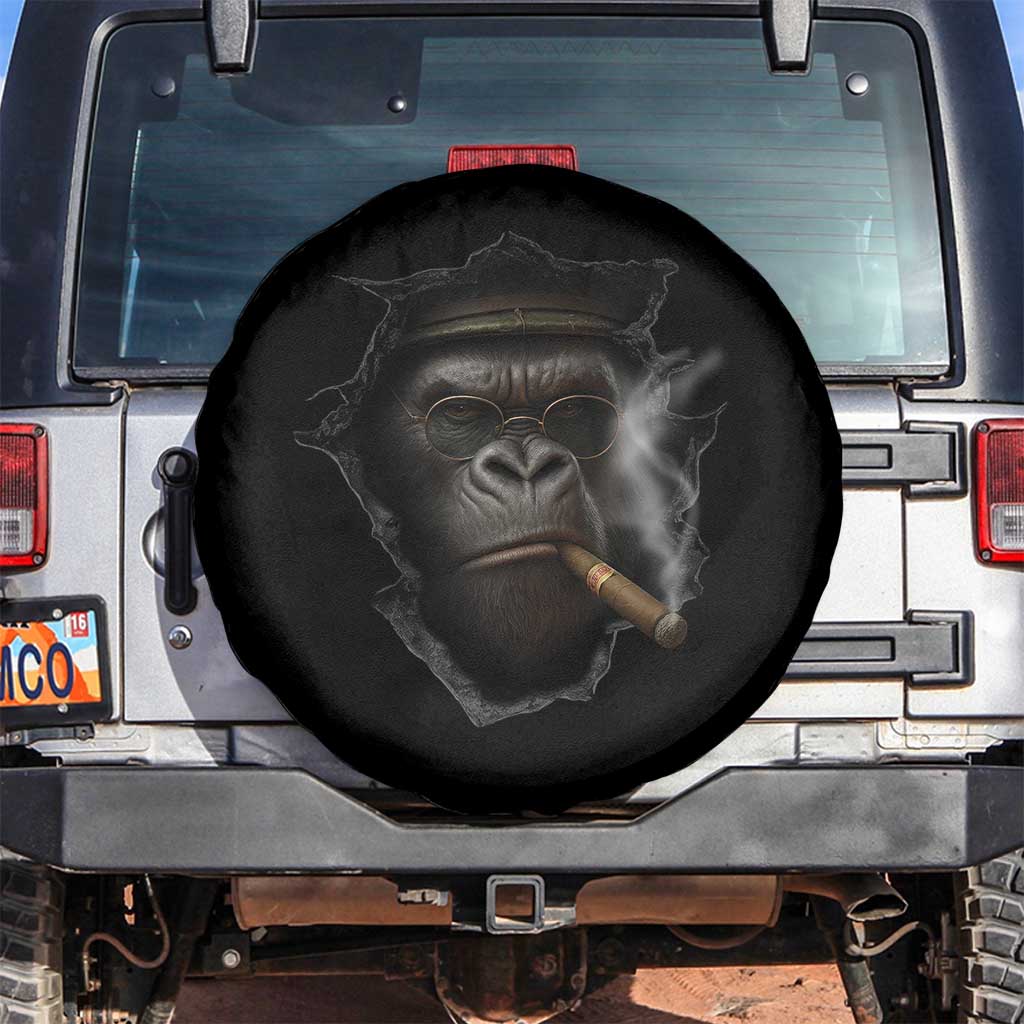 Cool Gorilla With Cigar Spare Tire Cover Animal Lover Gift TS12 No hole Black Print Your Wear