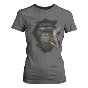 Cool Gorilla With Cigar T Shirt For Women Animal Lover Gift TS12 Dark Heather Print Your Wear
