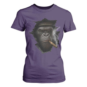 Cool Gorilla With Cigar T Shirt For Women Animal Lover Gift TS12 Purple Print Your Wear