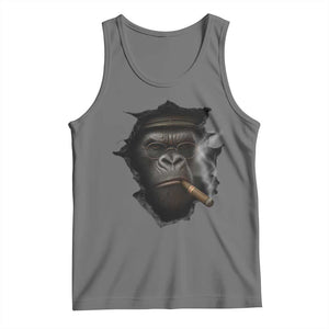 Cool Gorilla With Cigar Tank Top Animal Lover Gift TS12 Black Heather Print Your Wear