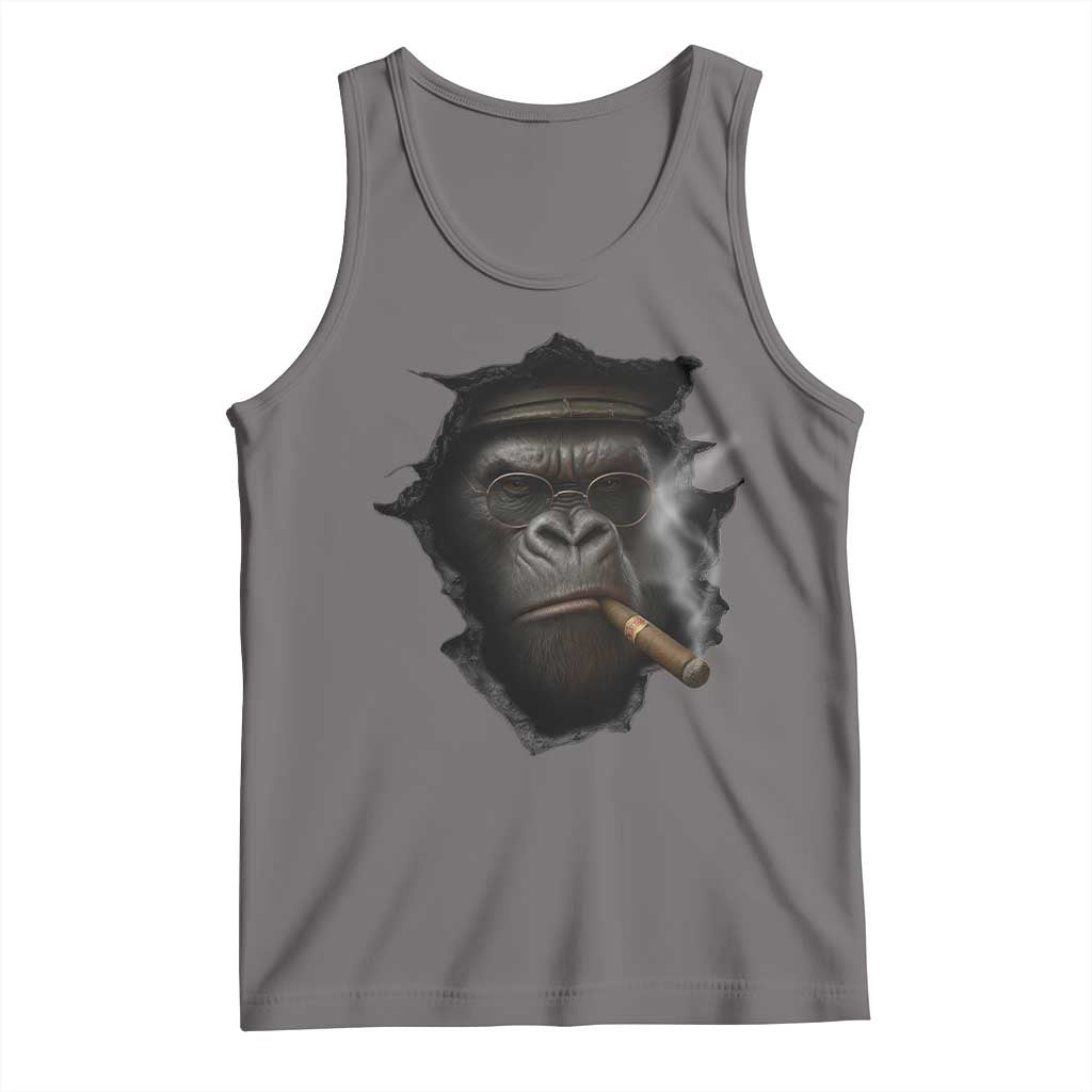 Cool Gorilla With Cigar Tank Top Animal Lover Gift TS12 Deep Heather Print Your Wear