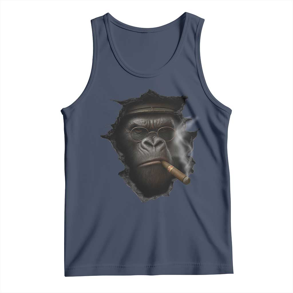 Cool Gorilla With Cigar Tank Top Animal Lover Gift TS12 Navy Print Your Wear