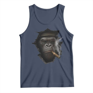 Cool Gorilla With Cigar Tank Top Animal Lover Gift TS12 Navy Print Your Wear