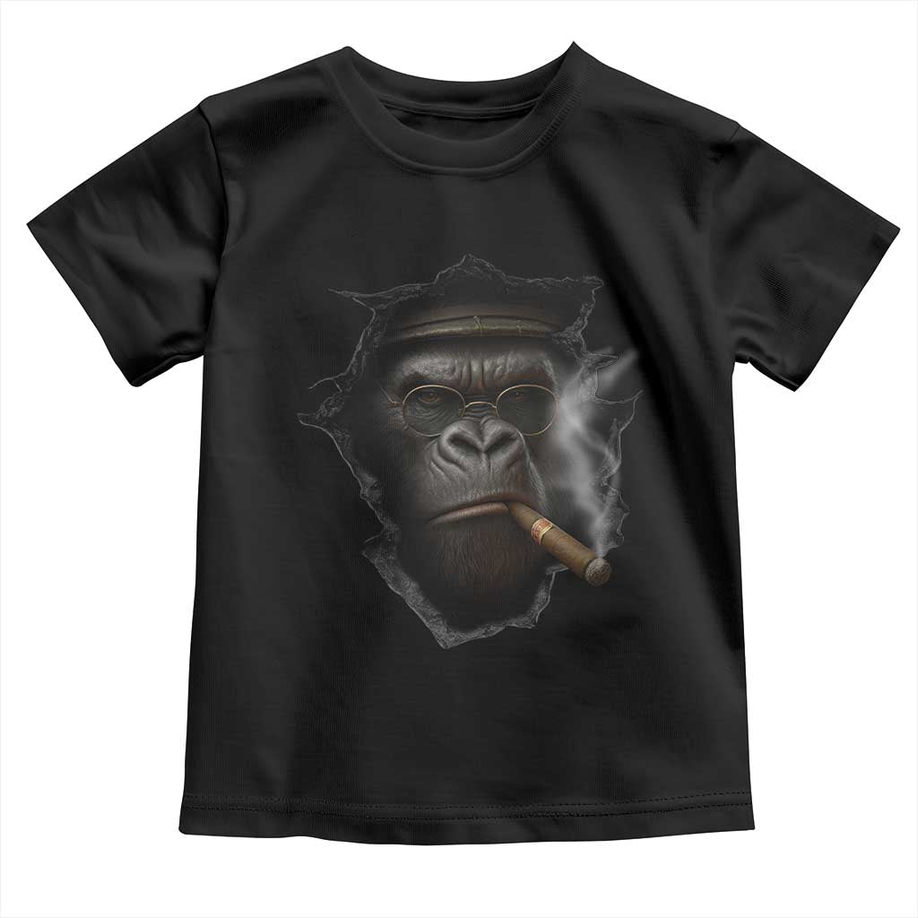 Cool Gorilla With Cigar Toddler T Shirt Animal Lover Gift TS12 Black Print Your Wear