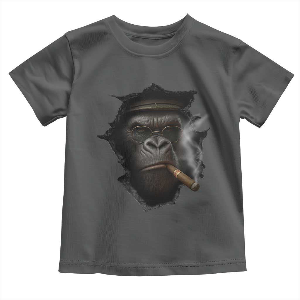 Cool Gorilla With Cigar Toddler T Shirt Animal Lover Gift TS12 Dark Heather Print Your Wear