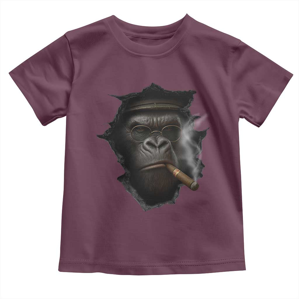 Cool Gorilla With Cigar Toddler T Shirt Animal Lover Gift TS12 Maroon Print Your Wear