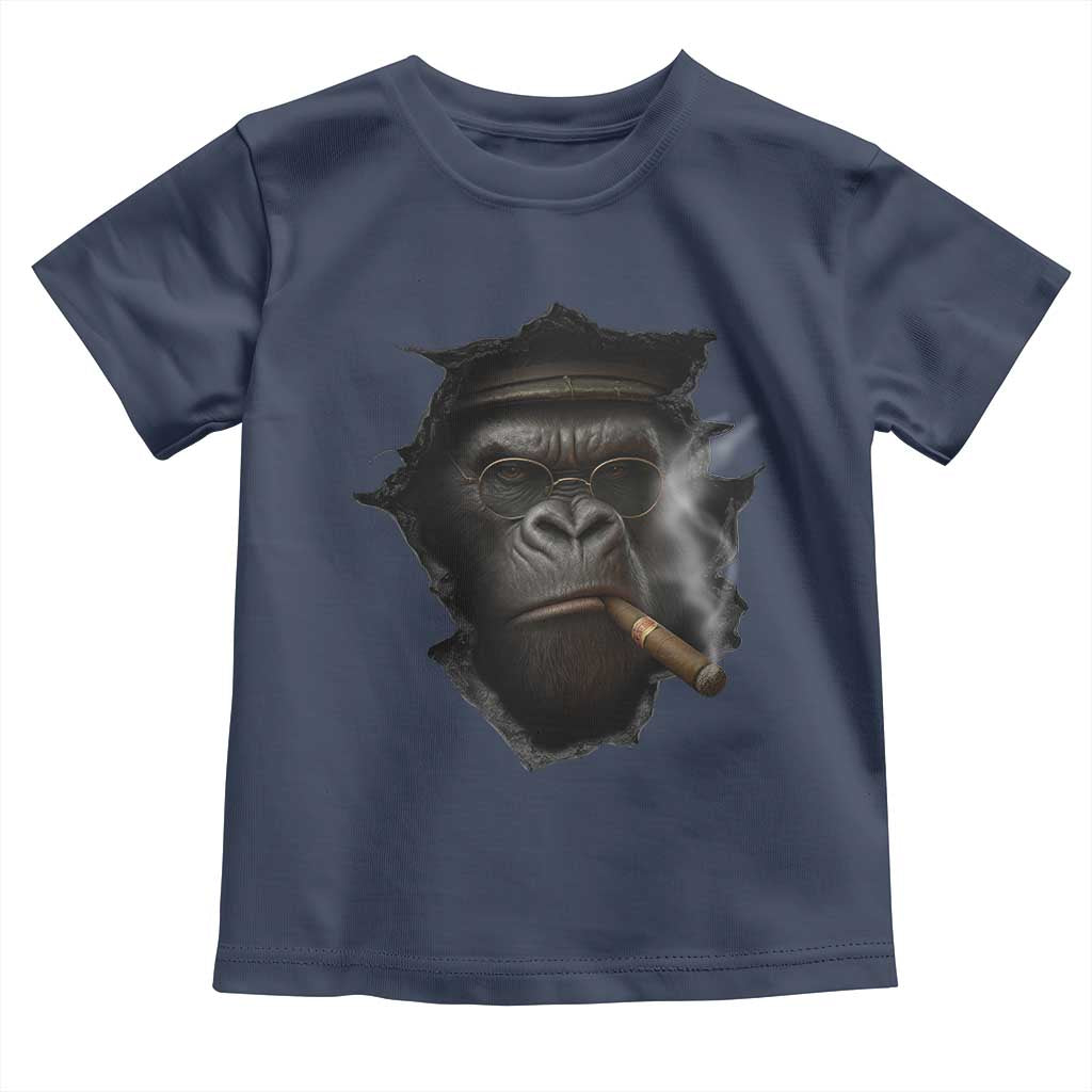 Cool Gorilla With Cigar Toddler T Shirt Animal Lover Gift TS12 Navy Print Your Wear