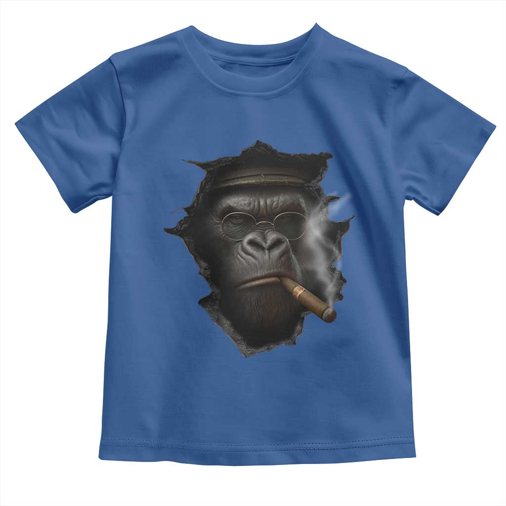 Cool Gorilla With Cigar Toddler T Shirt Animal Lover Gift TS12 Royal Blue Print Your Wear