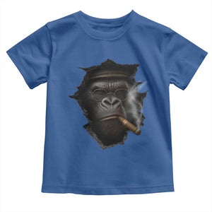 Cool Gorilla With Cigar Toddler T Shirt Animal Lover Gift TS12 Royal Blue Print Your Wear