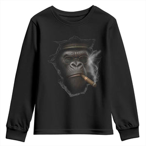 Cool Gorilla With Cigar Youth Sweatshirt Animal Lover Gift TS12 Black Print Your Wear