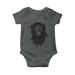 Angry Gorilla Face On Cracked Wall Baby Onesie Animal Lover Gift TS12 Dark Heather Print Your Wear