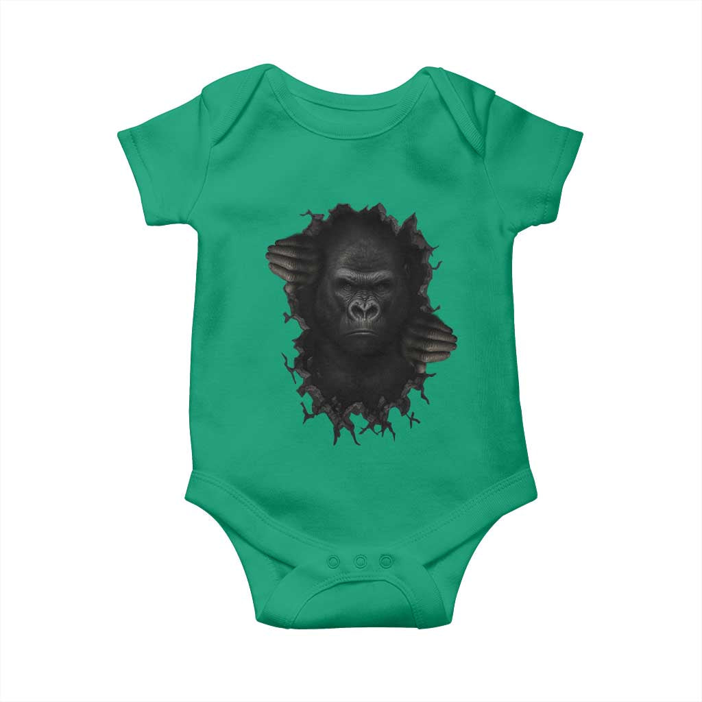 Angry Gorilla Face On Cracked Wall Baby Onesie Animal Lover Gift TS12 Irish Green Print Your Wear
