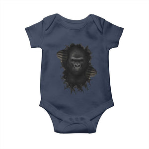 Angry Gorilla Face On Cracked Wall Baby Onesie Animal Lover Gift TS12 Navy Print Your Wear