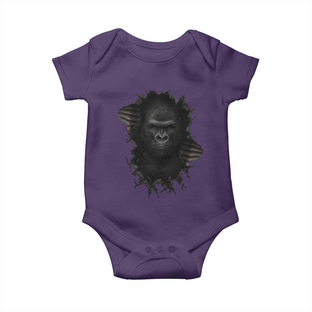 Angry Gorilla Face On Cracked Wall Baby Onesie Animal Lover Gift TS12 Purple Print Your Wear