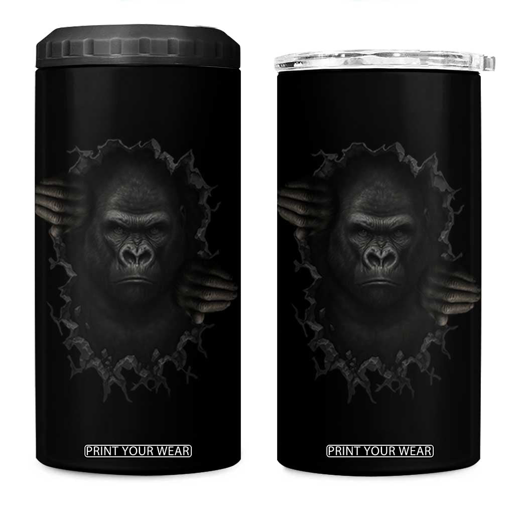 Angry Gorilla Face On Cracked Wall 4 in 1 Can Cooler Tumbler Animal Lover Gift TS12 One Size: 16 oz Black Print Your Wear