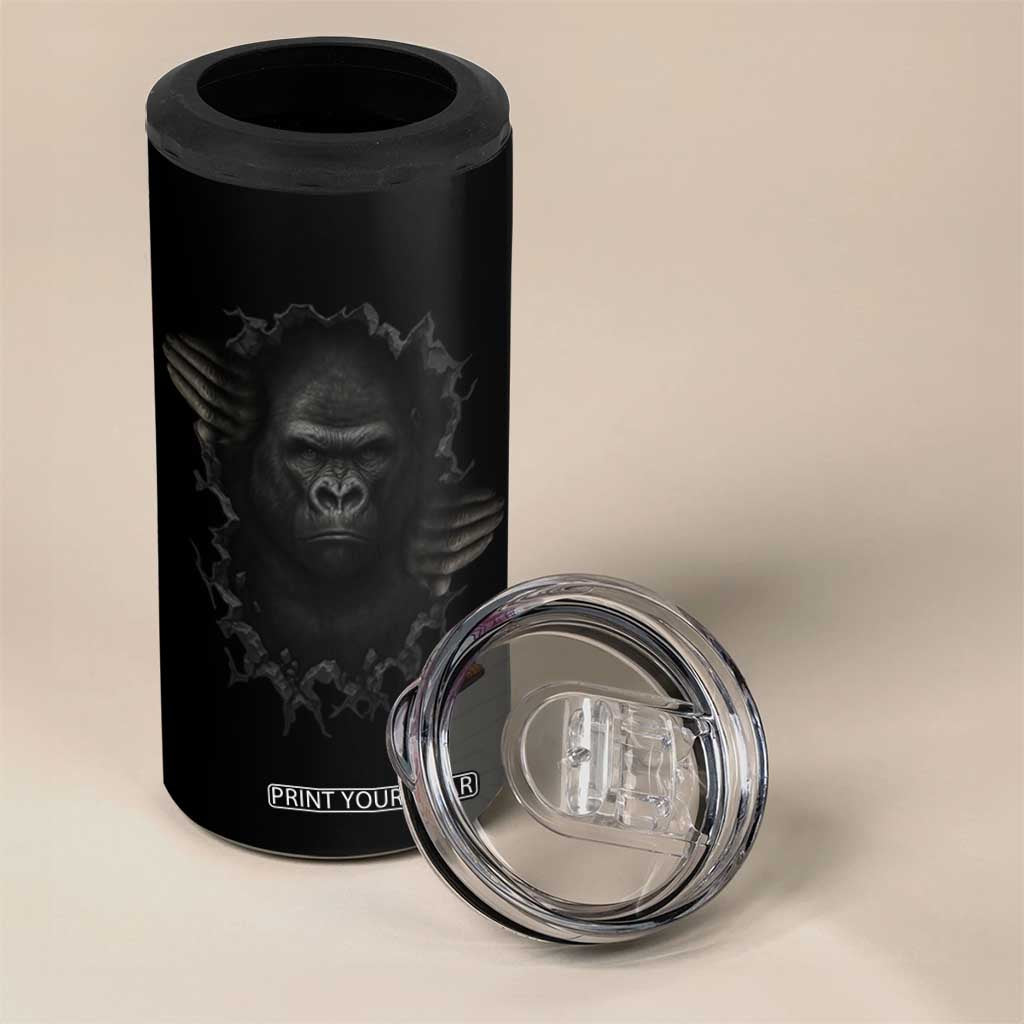 Angry Gorilla Face On Cracked Wall 4 in 1 Can Cooler Tumbler Animal Lover Gift TS12 Print Your Wear