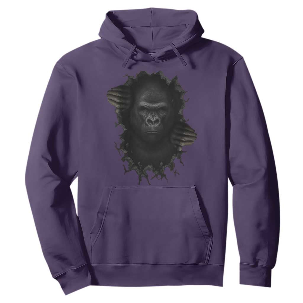 Angry Gorilla Face On Cracked Wall Hoodie Animal Lover Gift TS12 Purple Print Your Wear