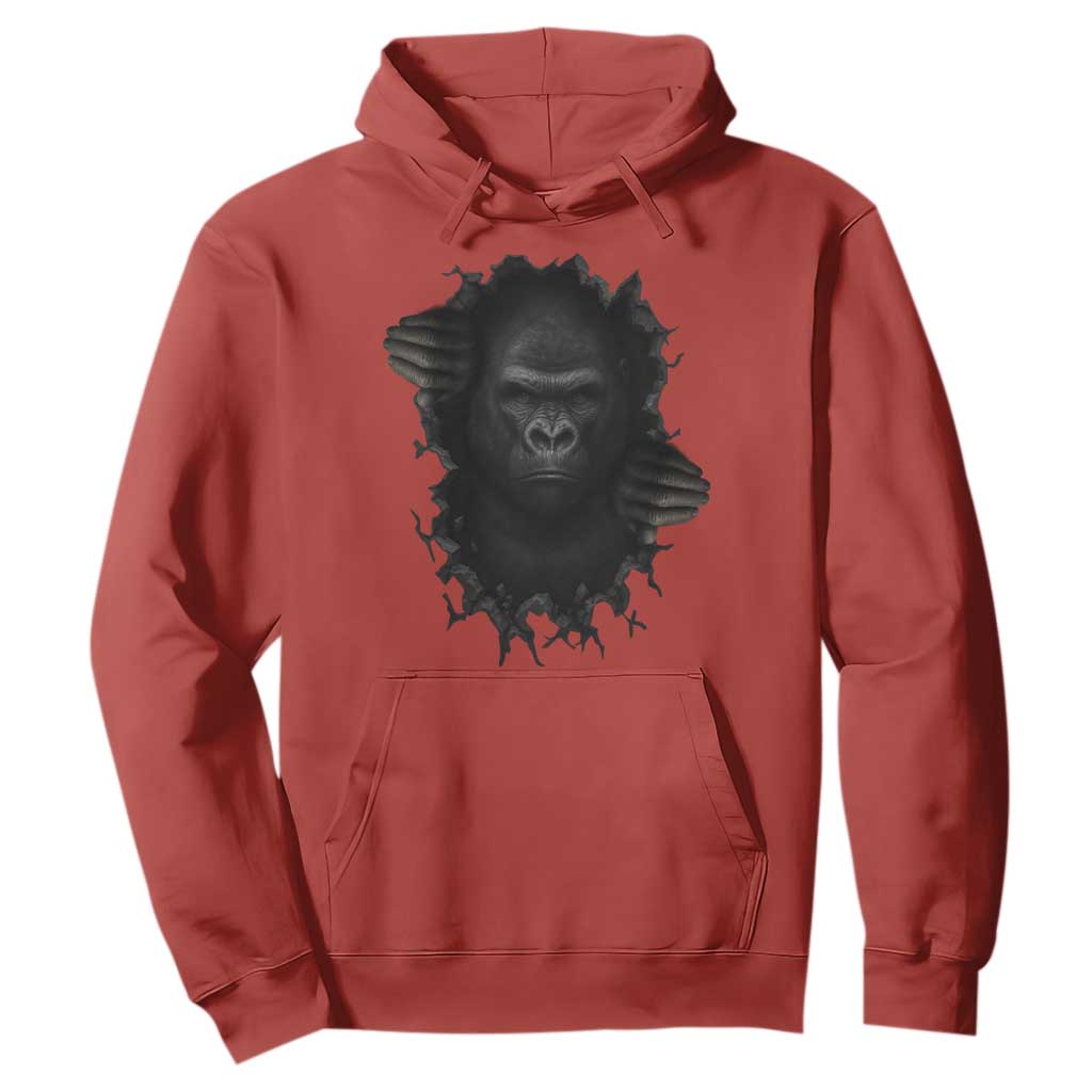 Angry Gorilla Face On Cracked Wall Hoodie Animal Lover Gift TS12 Red Print Your Wear